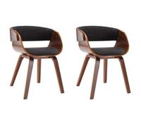 vidaXL Chaises de salle à manger Lot de 2 gris – bois courbé et tissu – H. 70 cm