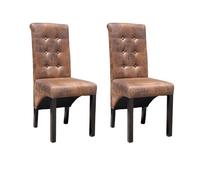 vidaXL Chaises de salle à manger 2 pcs Marron Similicuir