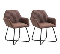 vidaXL Chaises de salle à manger 2 pcs Marron Tissu Marron G