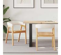 Chaises de salle à manger en bois - vidaXL - Naturel - Bois de caoutchouc massif - 54x57x73 cm - Accoudoirs rembourrés