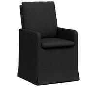 vidaXL Chaises de Salle à Manger 2 pcs Noir 57 x 67 x 98 cm Tissu, Chaise Moderne, Ergonomique avec roulettes, Confort pour dîner en Famille, Essentiel déco à la Maison