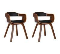 Vidaxl Chaises De Salle À Manger 2 Pcs Noir Bois Courbé Et Similicuir Multicolore