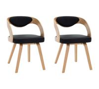Vidaxl Chaises De Salle À Manger 2 Pcs Noir Bois Courbé Et Similicuir Noir