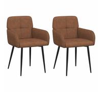 vidaXL Chaises de Salle à Manger 2 pcs Simili Daim Marron, Chaises de Salle à Manger élégantes, assises Modernes, Design Minimal, Tissu suédé, Cadre métal Pratique