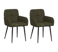 vidaXL Chaises de Salle à Manger 2 pcs Simili Daim Vert armée, Chaises de Salle à Manger élégantes, assises Modernes, Design Minimal, Tissu suédé, Cadre métal Pratique