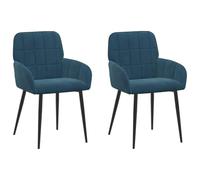 vidaXL Chaises de Salle à Manger 2 pcs Velours (V) Bleu, Chaises de Salle à Manger élégantes, assises en Velours Modernes, Meubles Fonctionnels stylés pour la déco intérieure