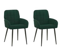 vidaXL Chaises de Salle à Manger 2 pcs Velours (V) Vert foncé, Chaises de Salle à Manger élégantes, assises en Velours Modernes, Meubles Fonctionnels stylés pour la déco intérieure