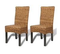 vidaXL Chaises de salle à manger 2pcs Bois solide de manguier et abaca
