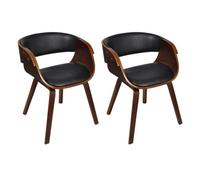 vidaXL Chaises de salle à manger 2pcs Marron Bois courbé et similicuir