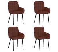 vidaXL Chaises de Salle à Manger 4 pcs Simili Cuir Brun Brillant, Chaise de Salle à Manger élégante, mobilier Moderne, Cuir PU et Bois, Assise Confortable pour Votre Espace