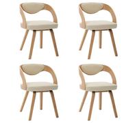 4x Bois Courbé Chaises à Dîner Chaises de Salle à Manger Chaises de Repas Chaises de Cuisine Chaises de Salon Maison Bureau Crème Similicuir