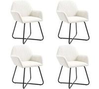 Chaises de salle à manger 4 pcs Crème Tissu