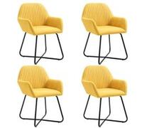 vidaXL Chaises de salle à manger 4 pcs Jaune Tissu Jaune G