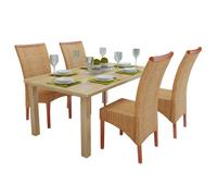 vidaXL Chaises de salle à manger 4 pcs Marron Rotin naturel