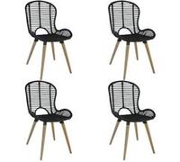 Vidaxl Chaises De Salle À Manger 4 Pcs Noir Rotin Naturel Noir
