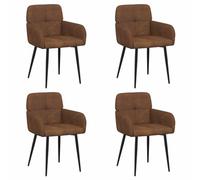 vidaXL Chaises de Salle à Manger 4 pcs Simili Daim Marron, Chaises de Salle à Manger élégantes, assises Modernes, Design Minimal, Tissu suédé, Cadre métal Pratique