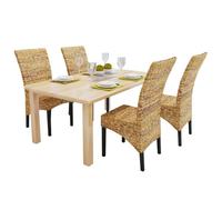 vidaXL Chaises de salle à manger 4pcs Bois solide de manguier et abaca