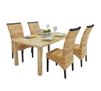 vidaXL Chaises de salle à manger 4pcs Bois solide de manguier et abaca