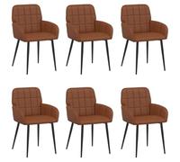 vidaXL Chaises de Salle à Manger 6 pcs Simili Cuir Marron, Chaise de Salle à Manger élégante, mobilier Moderne, Cuir PU et Bois, Assise Confortable pour Votre Espace