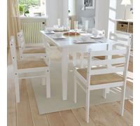 vidaXL 6x Chaise de Salle à Manger Bois Carré Blanc Chaises à Manger Cuisine 272092