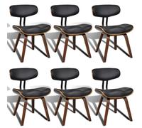 Vidaxl Chaises De Salle À Manger 6 Pcs Bois Courbé Et Similicuir
