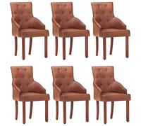 Vidaxl Chaises De Salle À Manger 6 Pcs Marron Cuir De Chèvre Véritable Marron