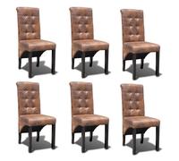 Chaises De Salle À Manger 6 Pcs Marron Similicuir Marron