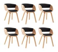 vidaXL Chaises de salle à manger 6 pcs Noir Bois courbé et similicuir