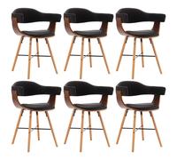 Vidaxl Chaises De Salle À Manger 6 Pcs Noir Similicuir Et Bois Courbé Noir