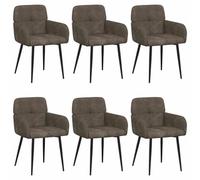 vidaXL Chaises de Salle à Manger 6 pcs Simili Daim Gris foncé, Chaises de Salle à Manger élégantes, assises Modernes, Design Minimal, Tissu suédé, Cadre métal Pratique