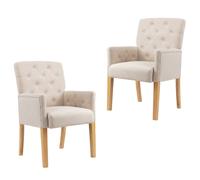 Vidaxl Chaises De Salle À Manger Avec Accoudoirs 2 Pcs Beige Tissu Beige