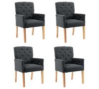 Vidaxl Chaises De Salle À Manger Avec Accoudoirs 4 Pcs Gris Tissu Gris