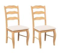 vidaXL Chaises de Salle à Manger avec Coussins (2 pcs) Bois Massif Naturel Caoutchouc