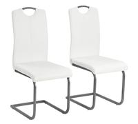 Vidaxl Chaises De Salle À Manger Cantilever 2 Pcs Blanc Similicuir Blanc