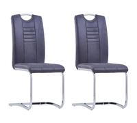 vidaXL Chaises de salle à manger cantilever 2 pcs Gris Similicuir daim