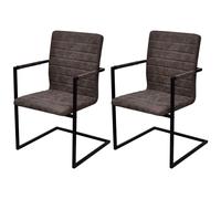 vidaXL Chaises de salle à manger cantilever 2 pcs Marron Similicuir
