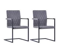 Vidaxl Chaises De Salle À Manger Cantilever 2pcs Gris Foncé Similicuir Gris