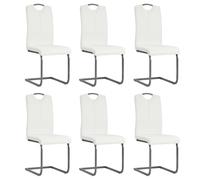 Vidaxl Chaises De Salle À Manger Cantilever 6 Pcs Blanc Similicuir Blanc