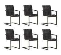vidaXL Chaises de salle à manger cantilever 6 pcs Noir Cuir véritable