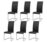 Vidaxl Chaises De Salle À Manger Cantilever 6 Pcs Noir Similicuir Noir