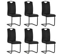 Vidaxl Chaises De Salle À Manger Cantilever 6 Pcs Noir Similicuir Noir