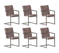 Vidaxl Chaises De Salle À Manger Cantilever 6pcs Marron Cuir Véritable Marron