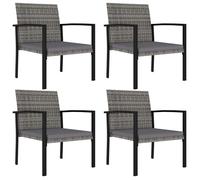 vidaXL Chaises de salle à manger de jardin – Résine tressée – Lot de 4 – Gris