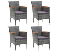 Vidaxl Chaises De Salle À Manger De Jardin 4 Pcs Résine Tressée Gris Gris
