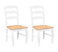 vidaXL Chaises de Salle à Manger (Lot de 2) en Bois Massif Blanc et Caoutchouc