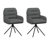vidaXL Chaises de Salle à Manger pivotantes 2 pcs Simili Cuir Gris, Chaise de Salle à Manger pivotante élégante, légère, siège Moderne, Confort Ergonomique, Simili Cuir Contemporain