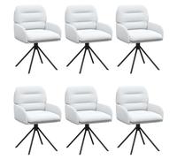 vidaXL Chaises de Salle à Manger pivotantes 6 pcs Simili Cuir Blanc, Chaise de Salle à Manger pivotante élégante, légère, siège Moderne, Confort Ergonomique, Simili Cuir Contemporain