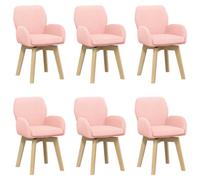 vidaXL Chaises de Salle à Manger pivotantes 6 pcs Bouclé Rose, Chaises pivotantes Modernes pour Repas, sièges d'intérieur en Tissu Polyester, Meubles stylés et Confortables