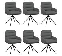 vidaXL Chaises de Salle à Manger pivotantes 6 pcs Simili Cuir Gris, Chaise de Salle à Manger pivotante élégante, légère, siège Moderne, Confort Ergonomique, Simili Cuir Contemporain
