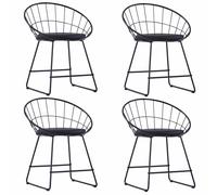 Vidaxl Chaises De Salle À Manger Similicuir 4 Pcs Noir Acier Noir